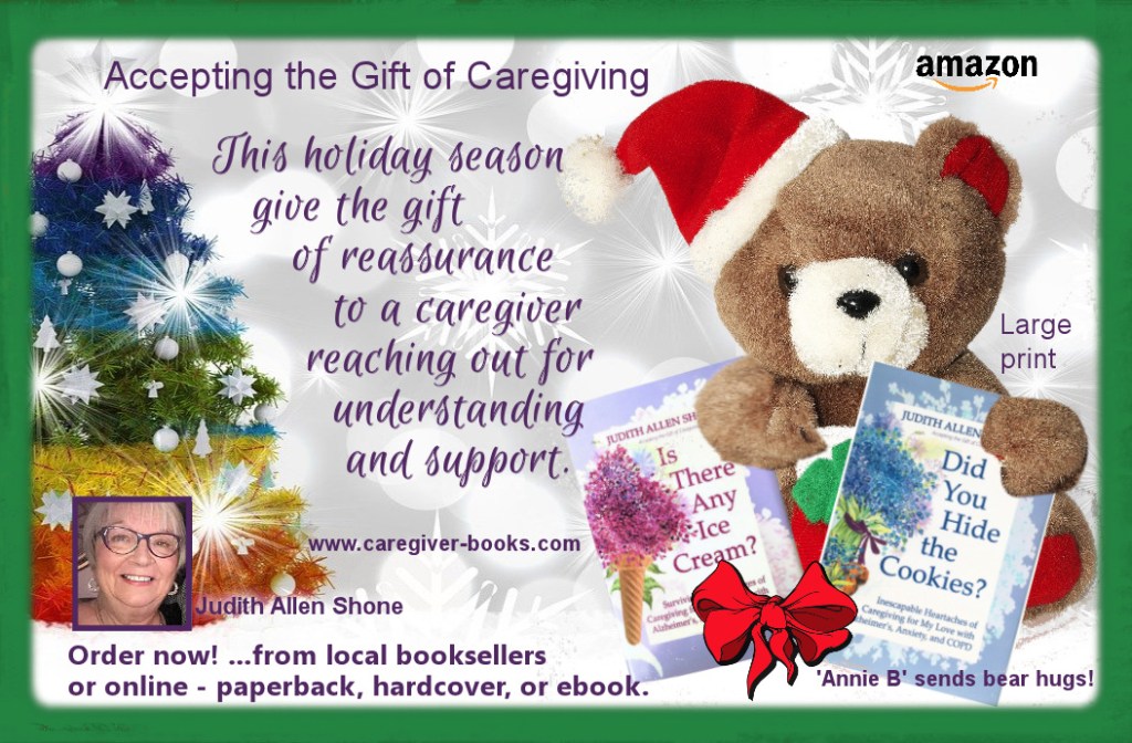 Explaining the two caregiver books the blog author has published, "Is There Any Ice Cream?" and "Did You Hide the Cookies?"